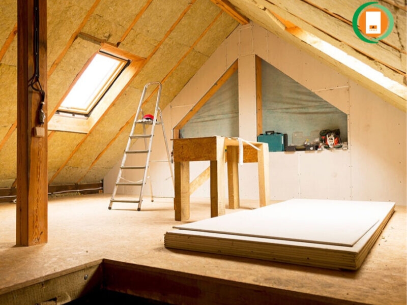loft insulation installation loft insulation being installed under eco4 scheme